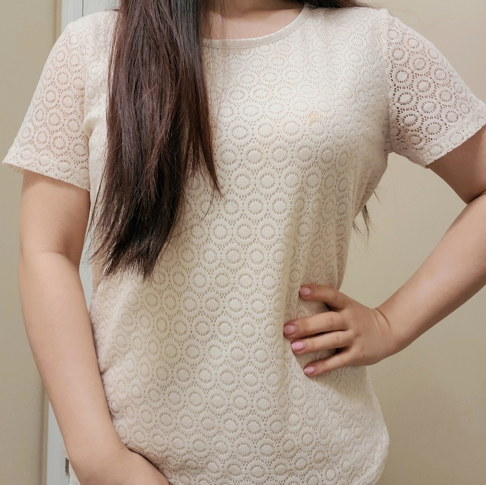 Anne Klein Beige Lace Top
